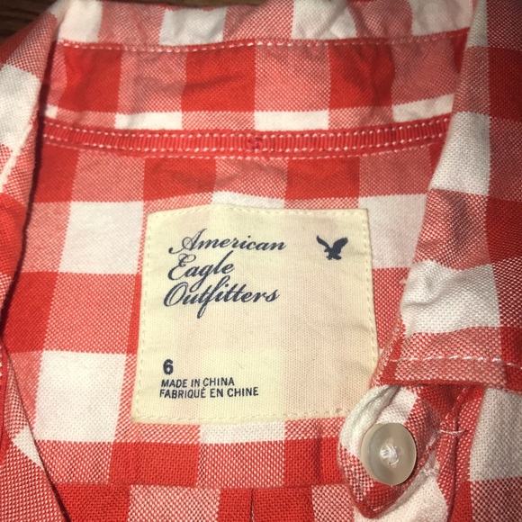 American Eagle Orange Buffalo Check Top - Picture 3 of 5